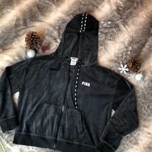 a matching sweatshirt and sweatpants set from Pink